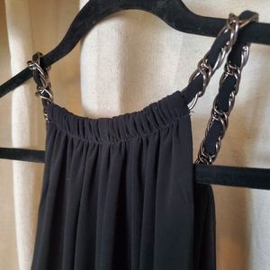 Y2K Laundry Chain Halter Straps Little Black Party Dress midi size 8